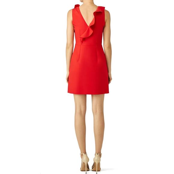 MSGM Womens Mini Dress EU 42 US 10 Red Sleeveless Sheath Cascade Ruffle - Picture 2 of 14